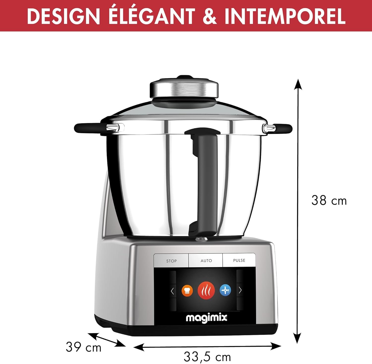 magimix cook expert chrome 18900 robot cuiseur multifonction 3,5l, moteur professionnel, chrome mat