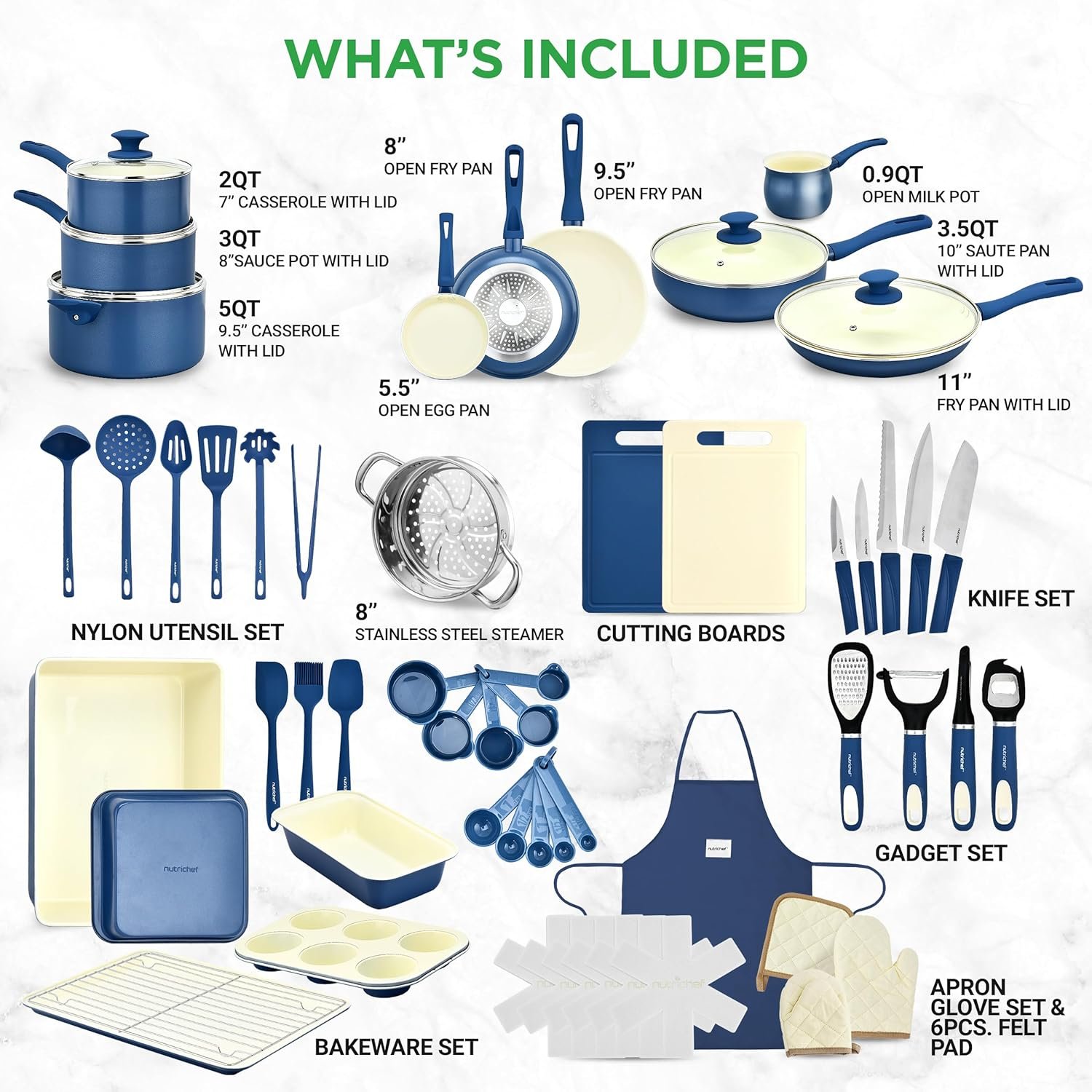nutrichef batterie de cuisine 54 pièces effet marbre