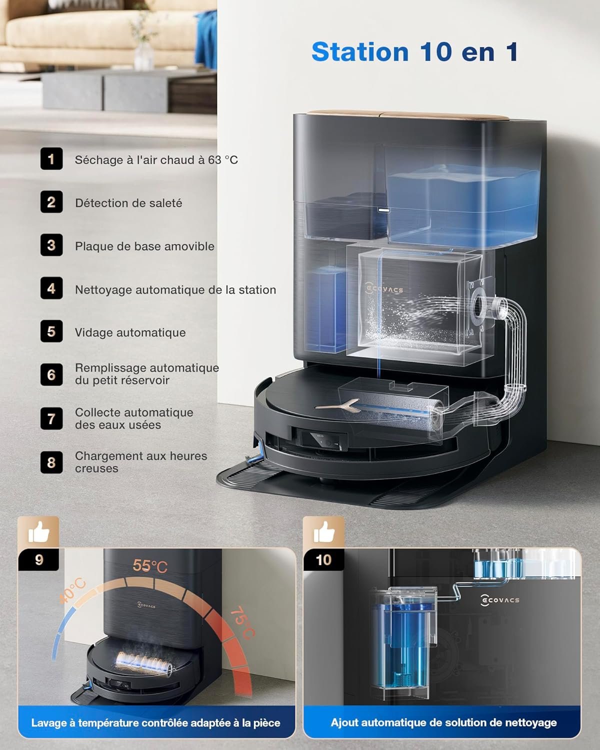 ecovacs deebot x9 pro omni robot aspirateur laveur