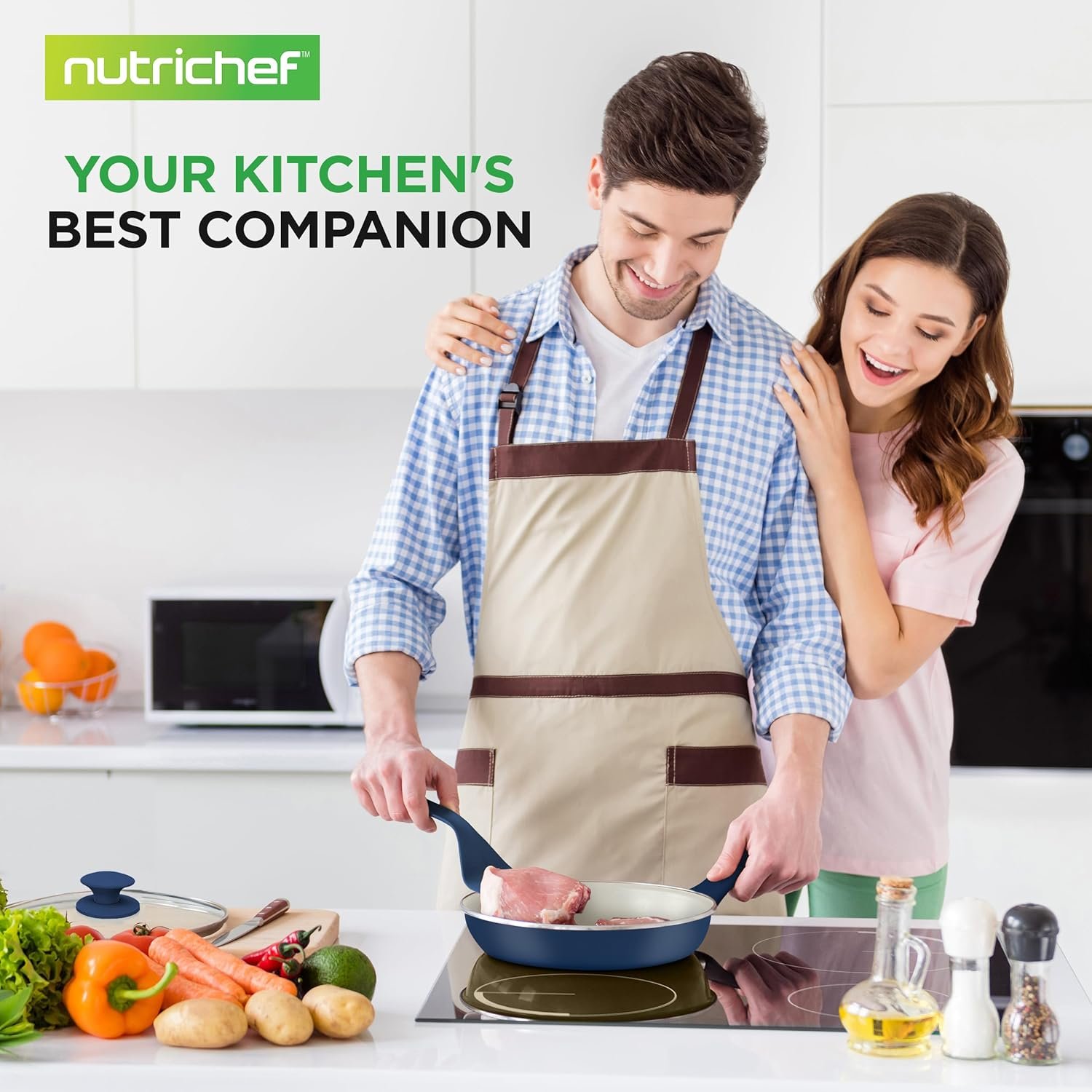 NutriChef Batterie de Cuisine 54 Pièces Effet Marbre – Image 2