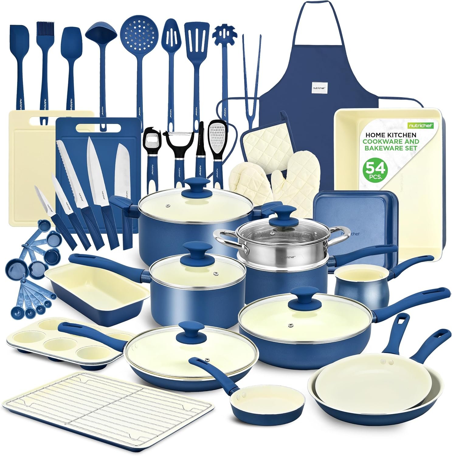 nutrichef batterie de cuisine 54 pièces effet marbre
