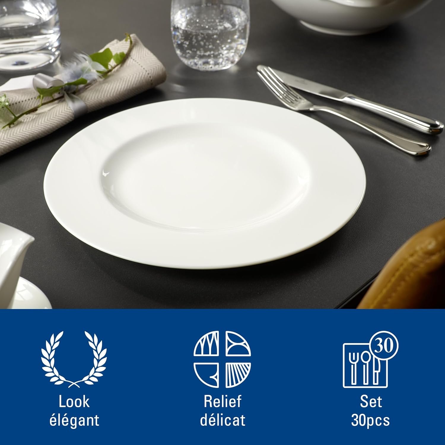 villeroy & boch neufaden merlemont couverts pour 6 personnes, 30 pièces, acier inoxydable