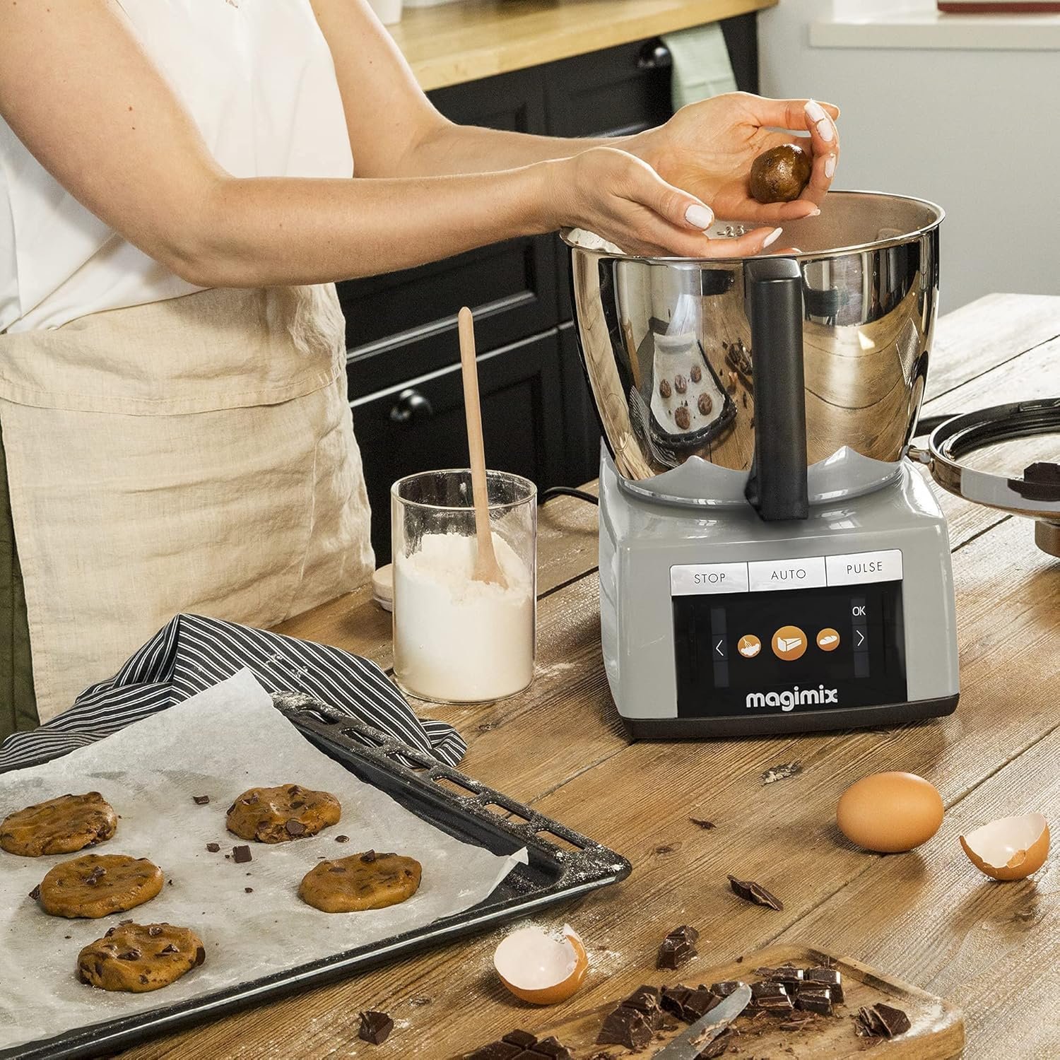 magimix cook expert chrome 18900 robot cuiseur multifonction 3,5l, moteur professionnel, chrome mat